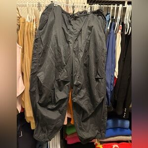 H&M Black Cargo Drawstring Parachute Pants